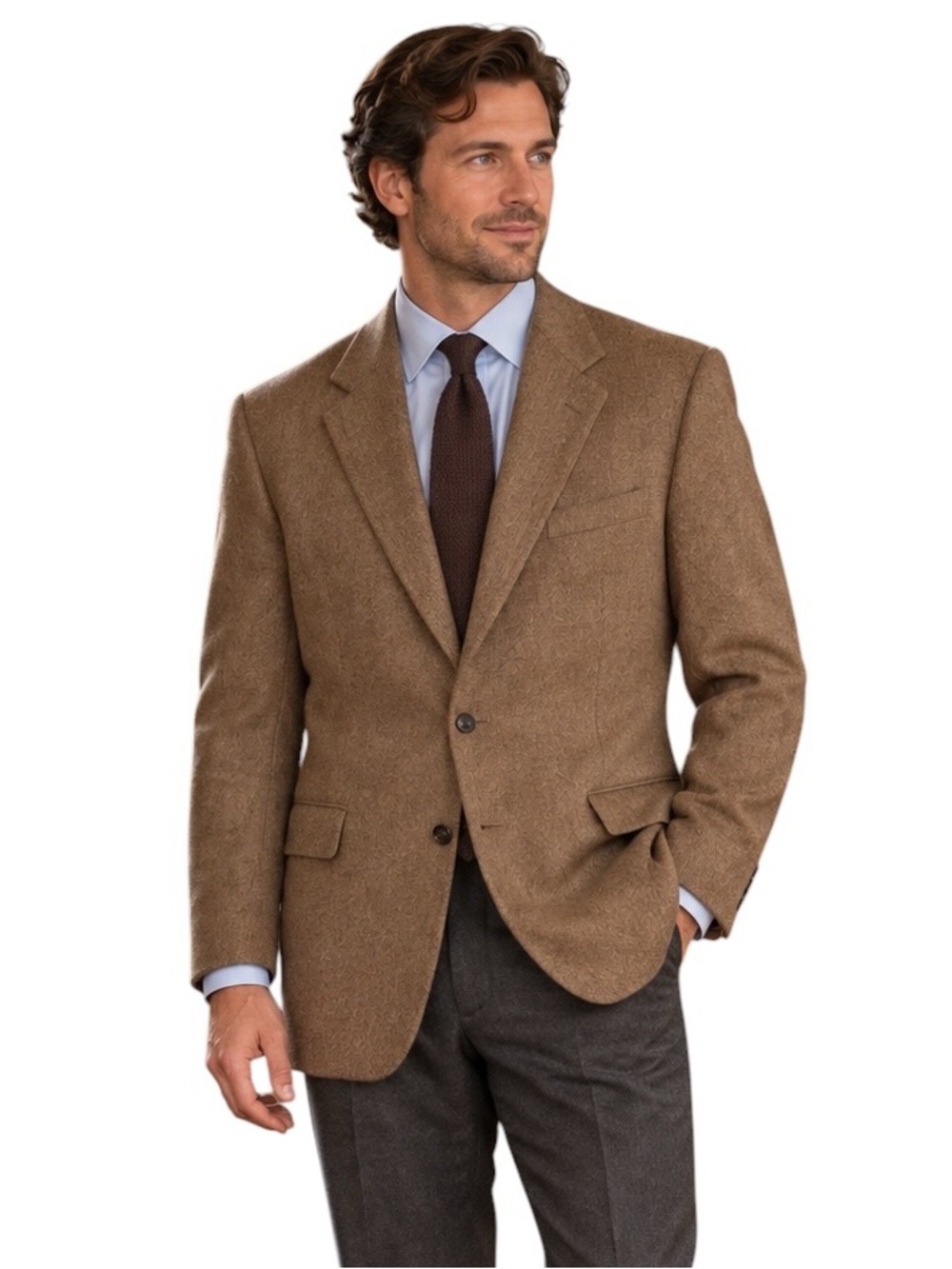 100% Camel Hair JOS. A. BANK Mens 46L Brown Classic Old Money Blazer